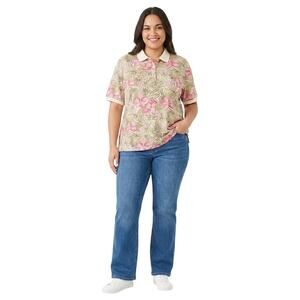 Jennifer Scott Tropical Floral Polo Top Cotton Summer Vacation Plus Size 3X